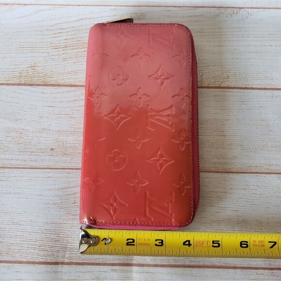 Authentic Louis Vuitton Logo Vernis Zippy Long Wallet Red Orange Pink - Picture 13 of 16